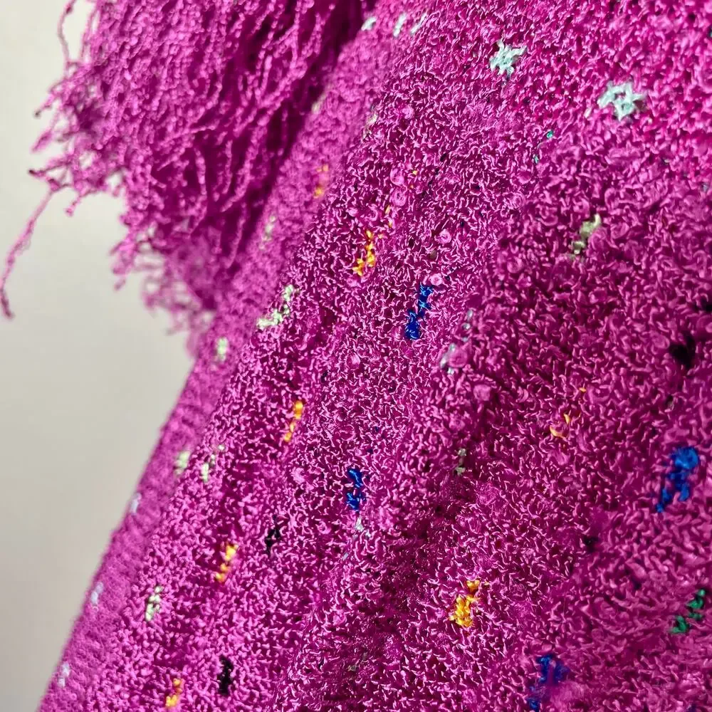 Vintage 80s Brenda French Magenta French Loom Skirt Scarf Set 25